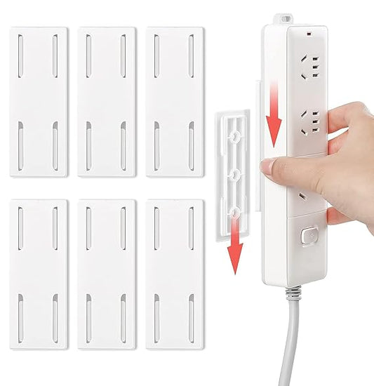 Self Adhesive Power Strip Holder WiFi Remote Control Router Computer Kitchen Home Office (Pack of 6) SourceInfi