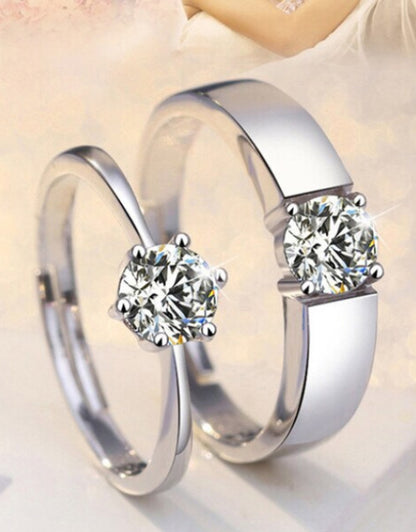 Stainless Steel Zircon Sterling Silver Plated Ring Set Dropdash