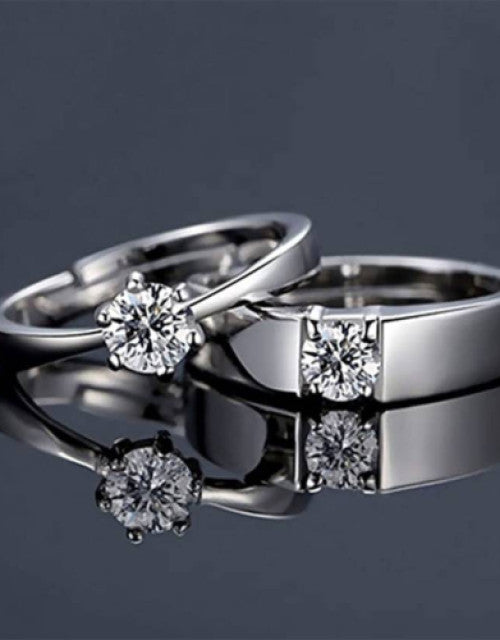 Stainless Steel Zircon Sterling Silver Plated Ring Set Dropdash