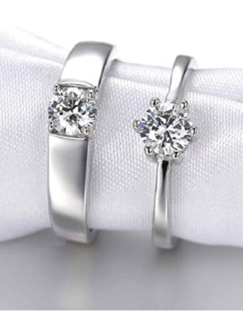 Stainless Steel Zircon Sterling Silver Plated Ring Set Dropdash