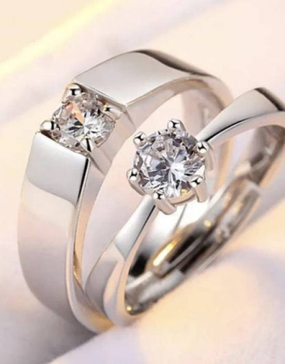 Stainless Steel Zircon Sterling Silver Plated Ring Set Dropdash