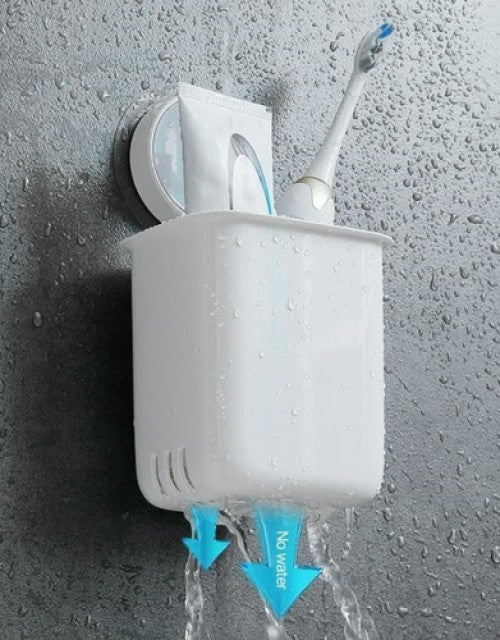 Toothbrush Holder for Bathroom, Plastic Wall Mounted Self Adhesive ( Pack Of 2 ) Dropdash