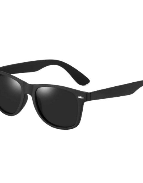 Unisex Rectangular Sunglasses Black Frame, Black Lens Dropdash