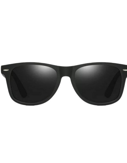 Unisex Rectangular Sunglasses Black Frame, Black Lens Dropdash