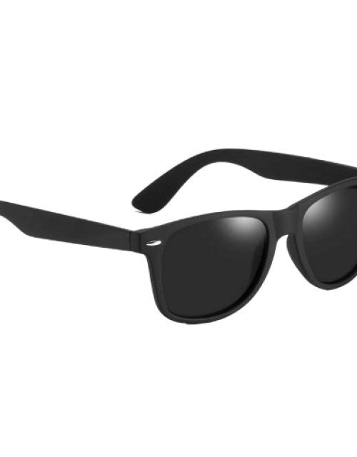 Unisex Rectangular Sunglasses Black Frame, Black Lens Dropdash