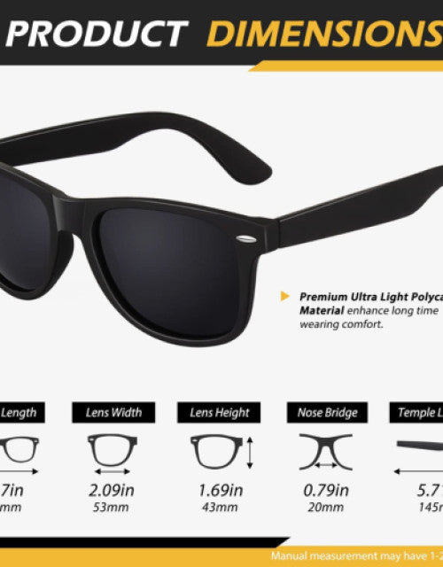 Unisex Rectangular Sunglasses Black Frame, Black Lens Dropdash
