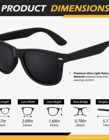 Unisex Rectangular Sunglasses Black Frame, Black Lens Dropdash