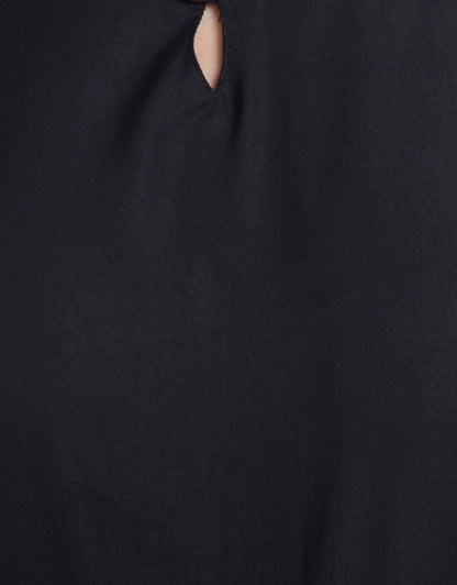 Women Casual Solid Black Sleeveless Full Length Crepe Jumpsuit Dropdash