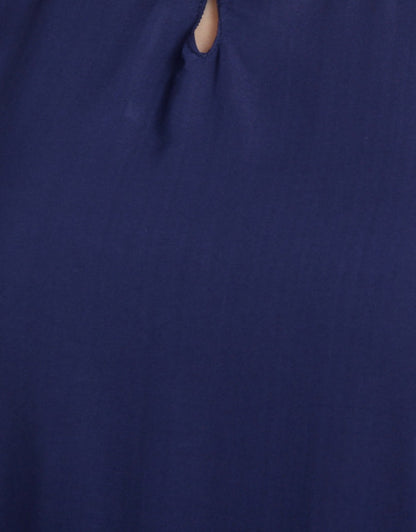 Women Casual Solid Blue Sleeveless Full Length Crepe Jumpsuit Dropdash