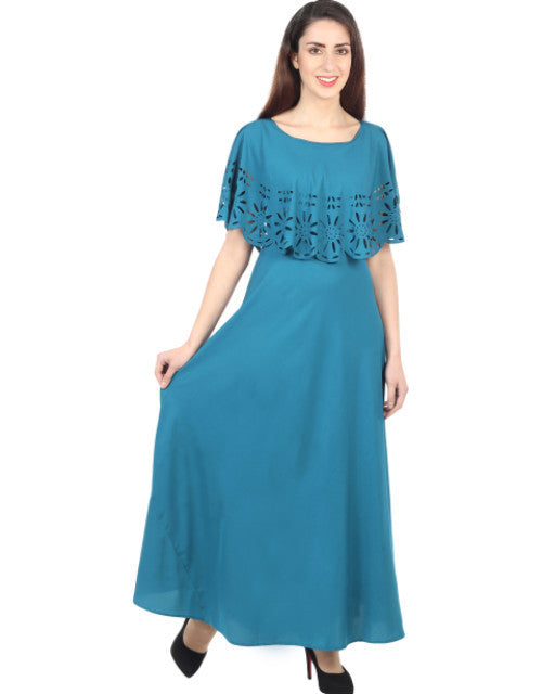 Women Solid Light Blue Maxi Dress Dropdash