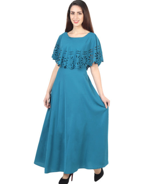 Women Solid Light Blue Maxi Dress Dropdash