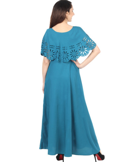 Women Solid Light Blue Maxi Dress Dropdash