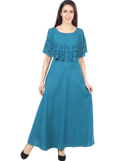 Women Solid Light Blue Maxi Dress Dropdash