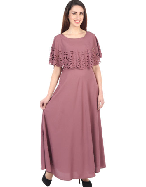 Women Solid Light Brown Maxi Dress Dropdash