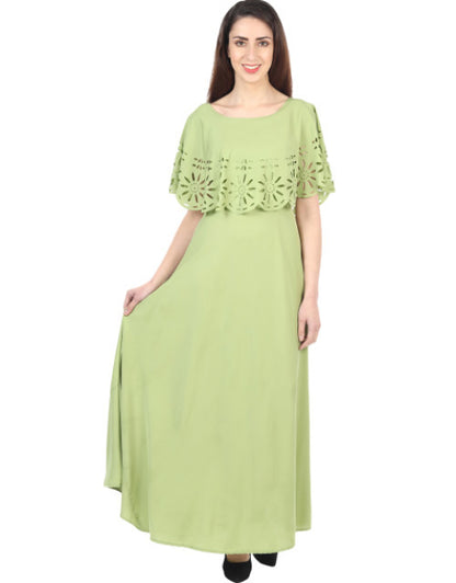 Women Solid Light Green Maxi Dress Dropdash