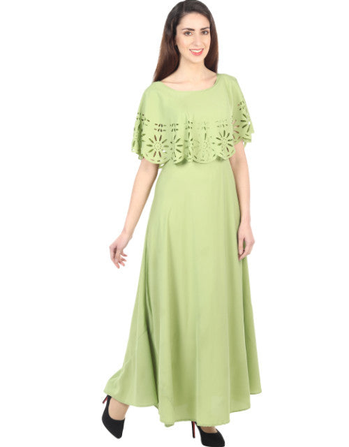 Women Solid Light Green Maxi Dress Dropdash