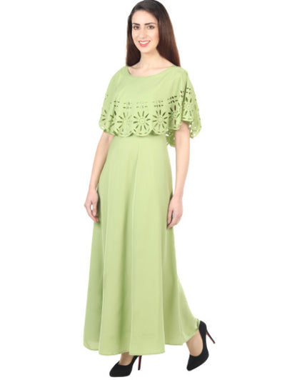 Women Solid Light Green Maxi Dress Dropdash