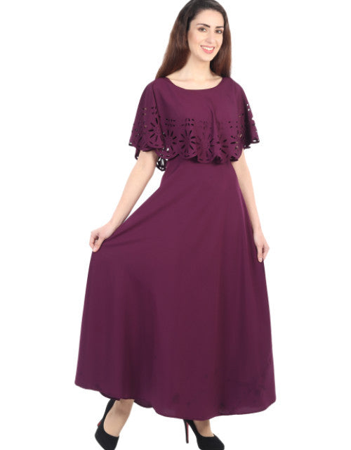 Women Solid Maroon Maxi Dress Dropdash