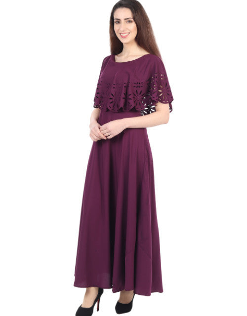 Women Solid Maroon Maxi Dress Dropdash