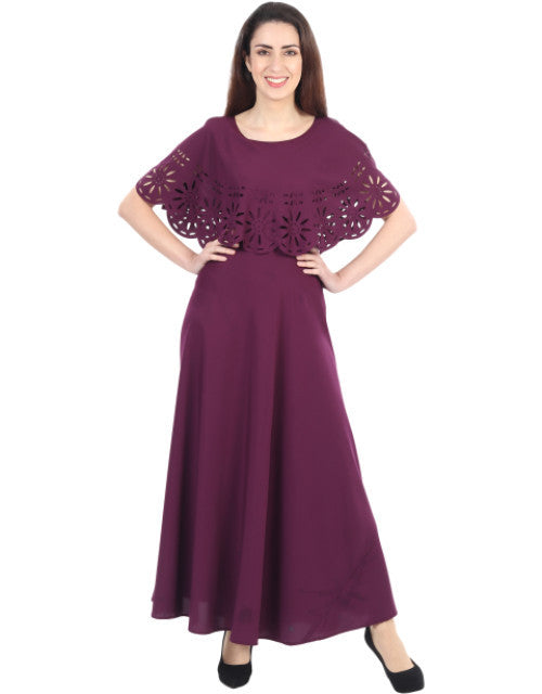 Women Solid Maroon Maxi Dress Dropdash