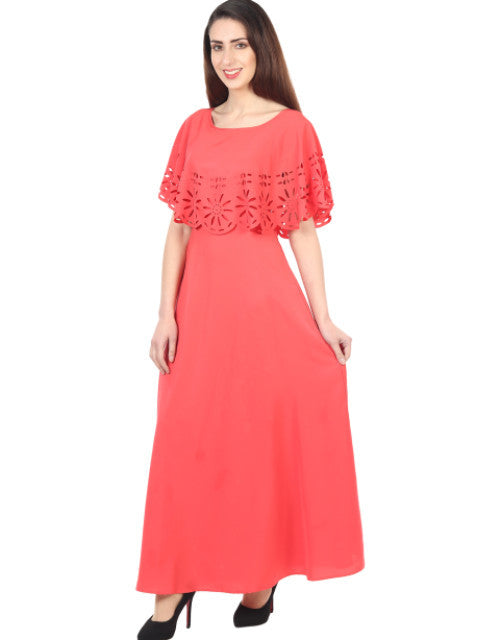 Women Solid Red Maxi Dress Dropdash