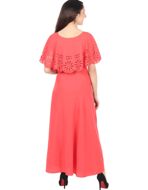 Women Solid Red Maxi Dress Dropdash