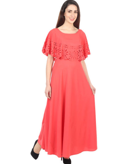 Women Solid Red Maxi Dress Dropdash