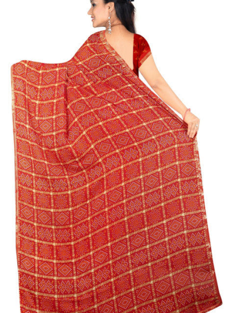 Women's Georgette Designer Bandhani Saree Dropdash