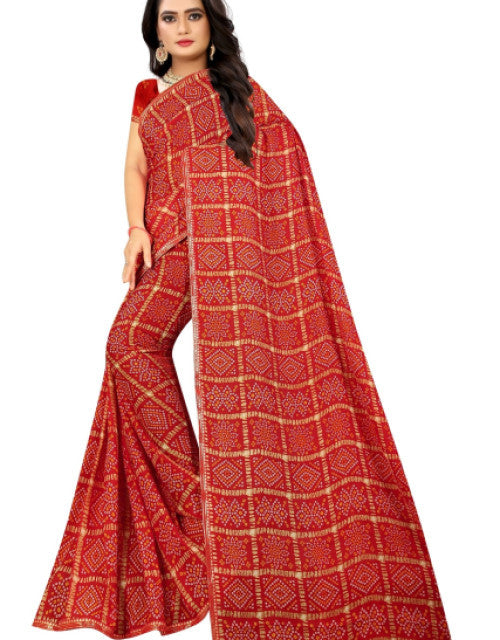 Women's Georgette Designer Bandhani Saree Dropdash