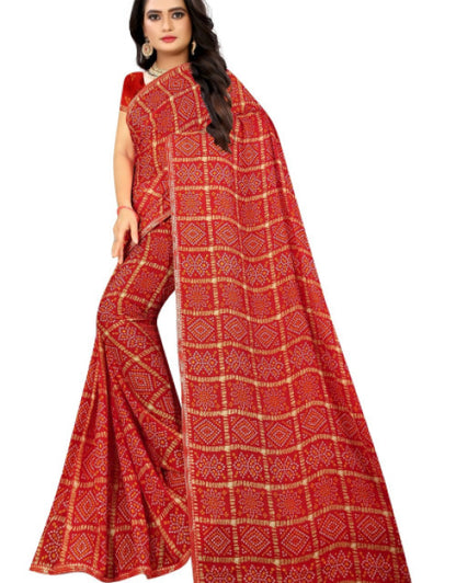 Women's Georgette Designer Bandhani Saree Dropdash