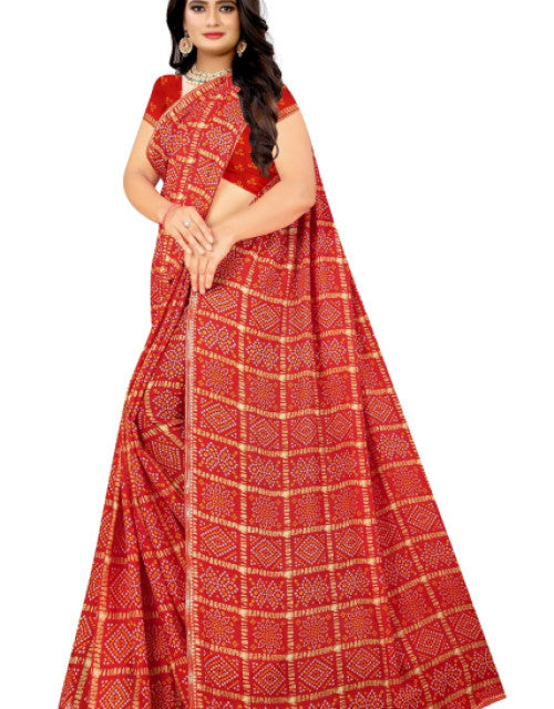Women's Georgette Designer Bandhani Saree Dropdash