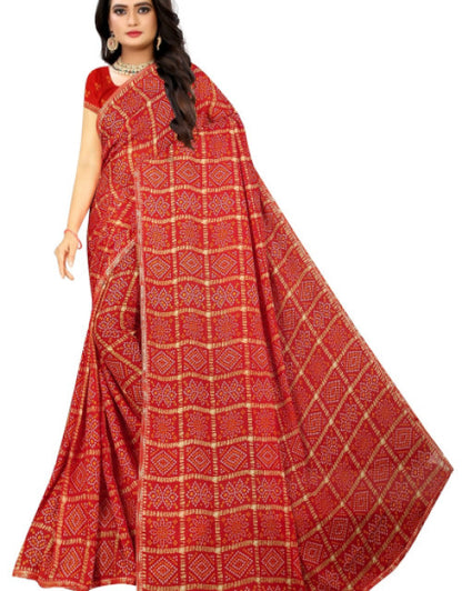 Women's Georgette Designer Bandhani Saree Dropdash