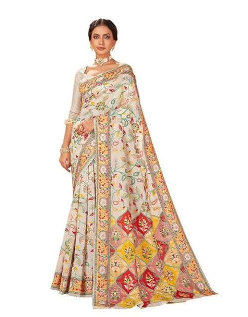 Women's Kashmiri Pashmina Silk Woven Saree Dropdash