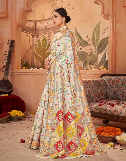 Women's Kashmiri Pashmina Silk Woven Saree Dropdash