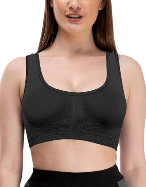 Women's Nylon & Cotton Non Padded Non-Wired Sports Bra Combo of 3 Dropdash