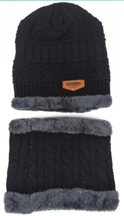 Woolen Winter Cap Beanie Hat with Neck Warmer - My Fashion Sell