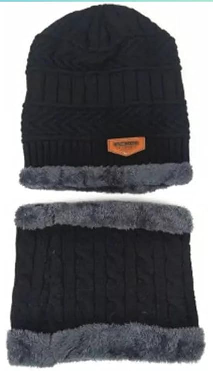 Woolen Winter Cap Beanie Hat with Neck Warmer - My Fashion Sell