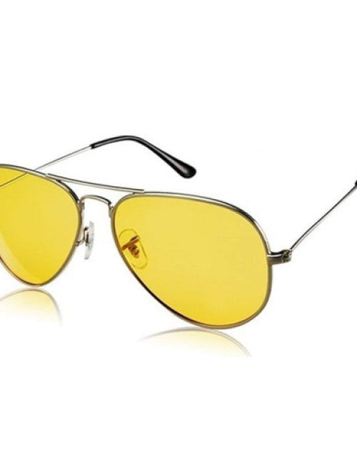 Yellow Lens Silver And Black Frame Men Women Aviator Sunglasses Dropdash