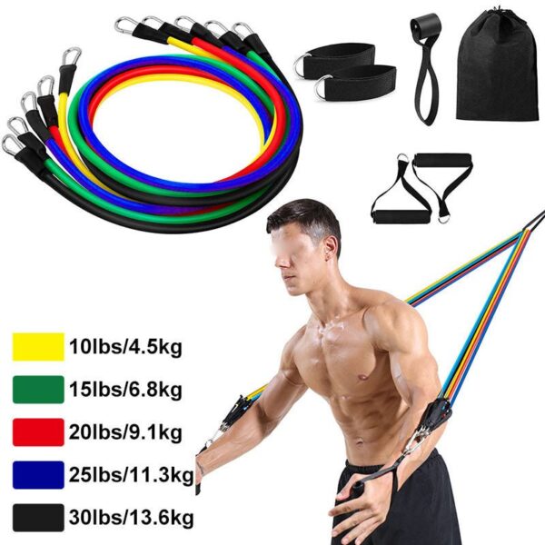 11 Pis Gym Power Resistance Band Set