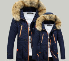Autumn and winter thick padded jacket men's slim hooded padded jacket