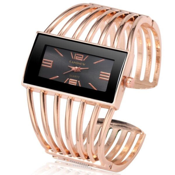 CANSNOW Womens Watch Luxury Fashion Rose Gold Bangle Bracelet Watch Women Dress Clock