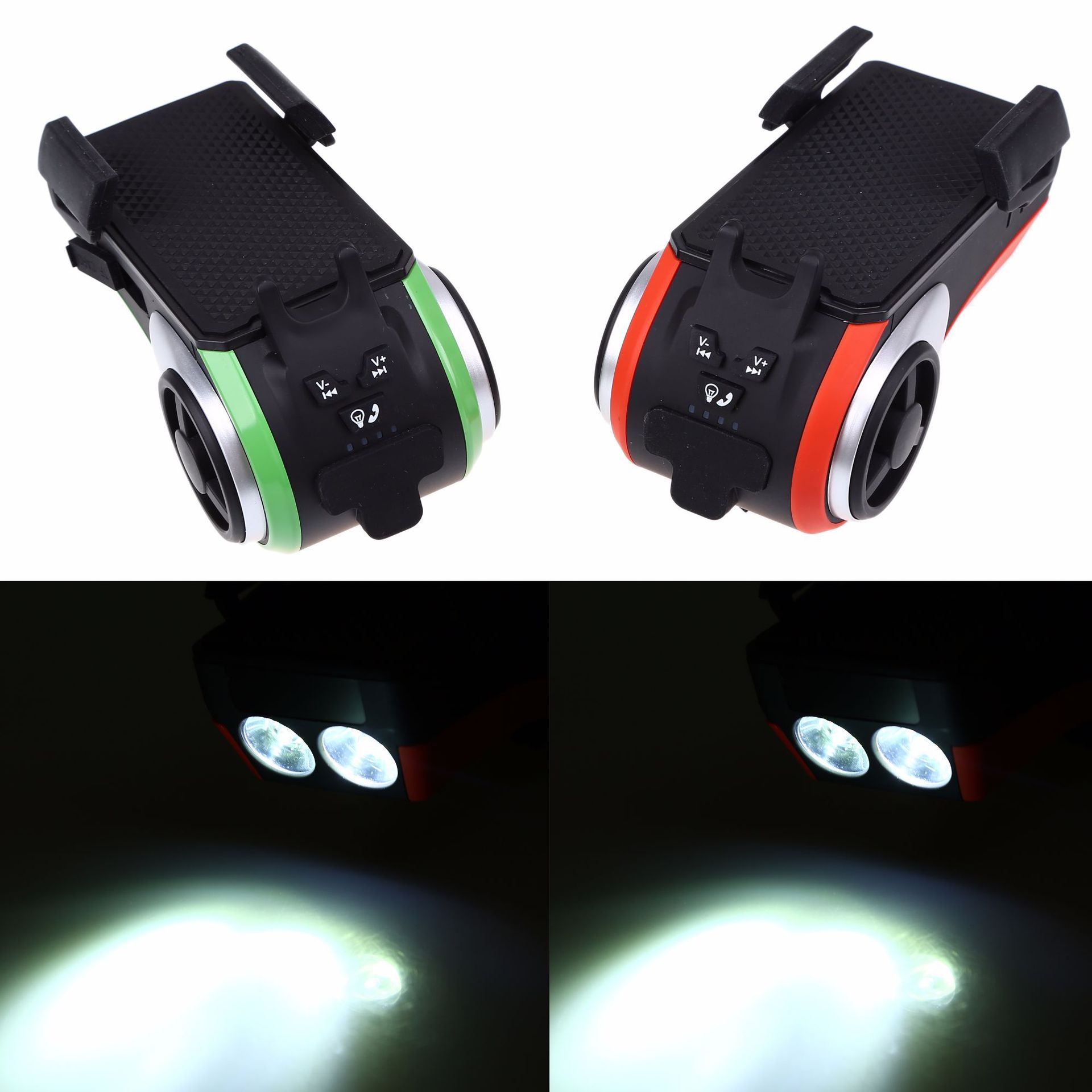 1610850583860 5 In 1 Double LED Bicycle Light Bluetooth Bicycle Phone Holder My Store