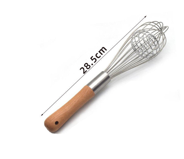 1619666993256 Kitchen Tool 11 Inch Wooden Handle Whisk Manual Stainless Steel Milk Frother Baking Hand Mixer My Store