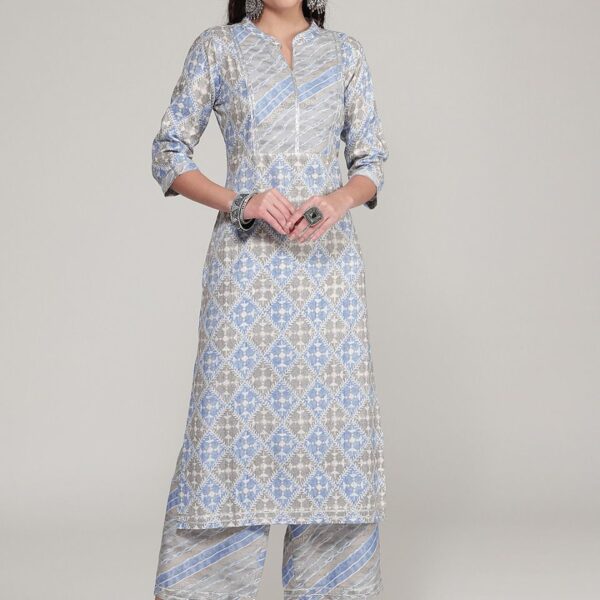 Stylish Casual Wear Straight Kurti Pant Set