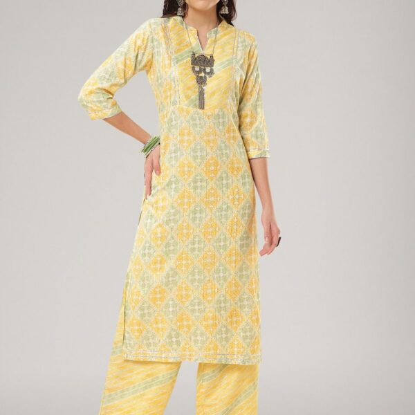 Stylish Casual Wear Straight Kurti Pant Set