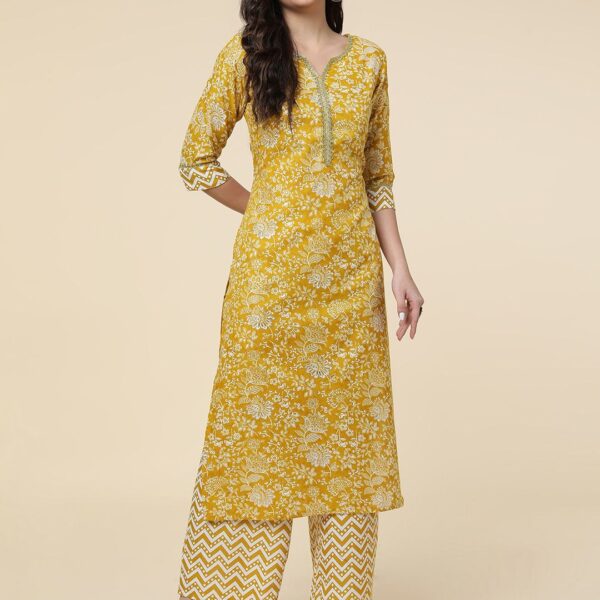 Stylish Casual Wear Straight Kurti Pant Set