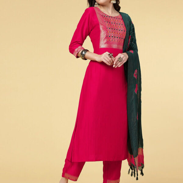 Women Party Wear Kurti Pant With Dupatta Set