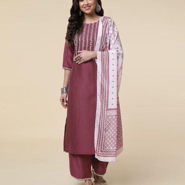 Women Stylish Daily Wear Kurti Pant With Dupatta Set