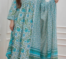Sky Blue Printed wear Kurti With Bottom Dupatta set