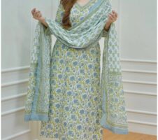 Green Floral Printed wear Kurti With Bottom Dupatta set